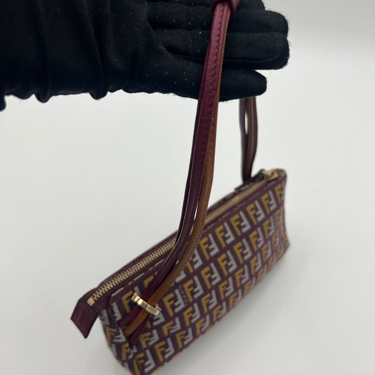 Fendi Purple Mustard Tricolor Zucchino Canvas Pochette