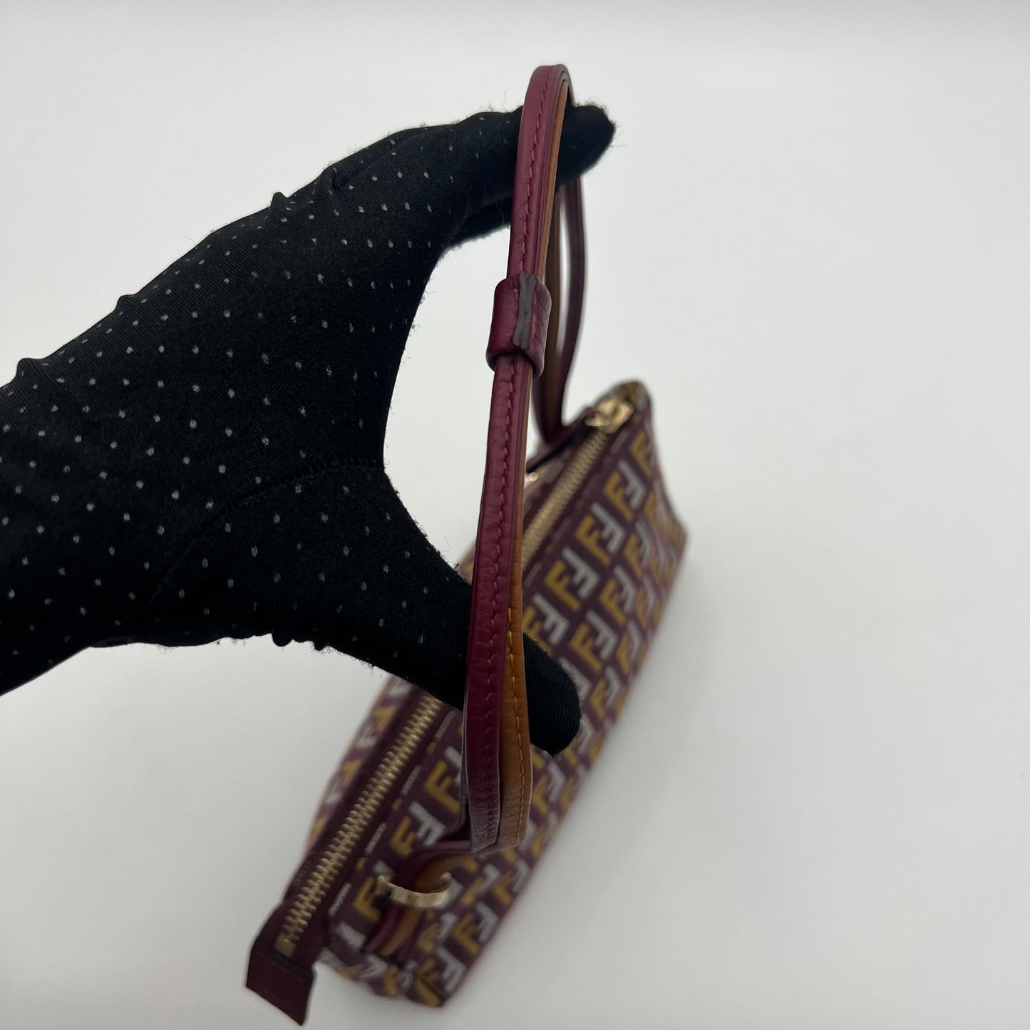 Fendi Purple Mustard Tricolor Zucchino Canvas Pochette