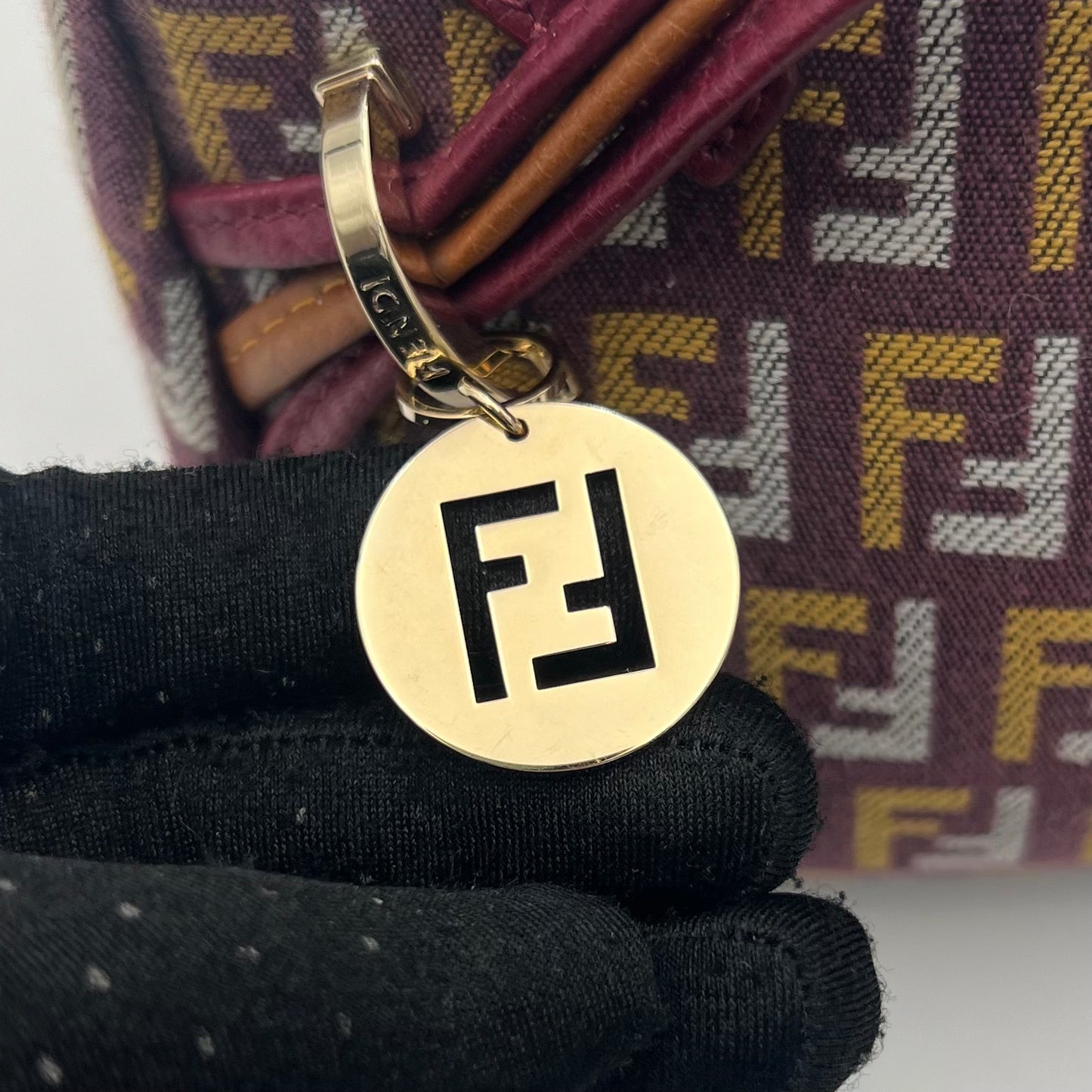 Fendi Purple Mustard Tricolor Zucchino Canvas Pochette