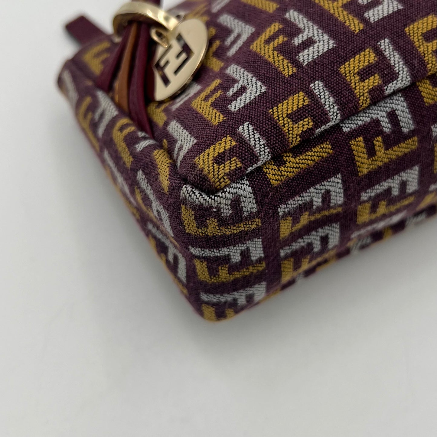 Fendi Purple Mustard Tricolor Zucchino Canvas Pochette