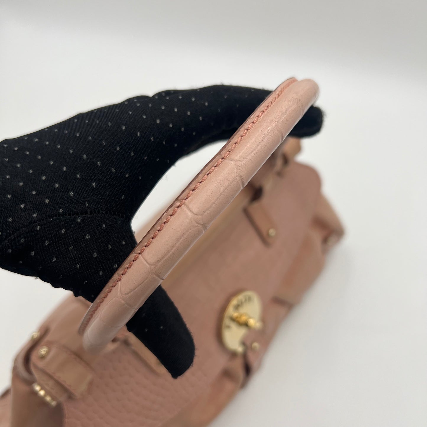 Fendi Pink Leather Croc Embossed Magic Handbag