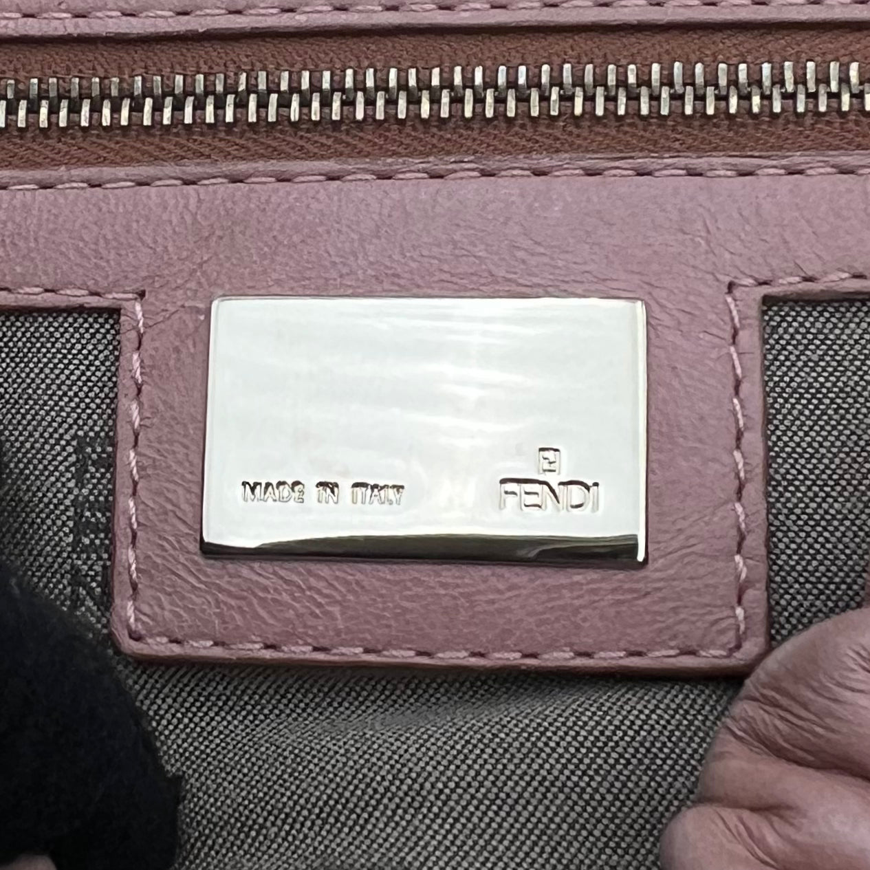 Fendi Pink Leather Croc Embossed Magic Handbag