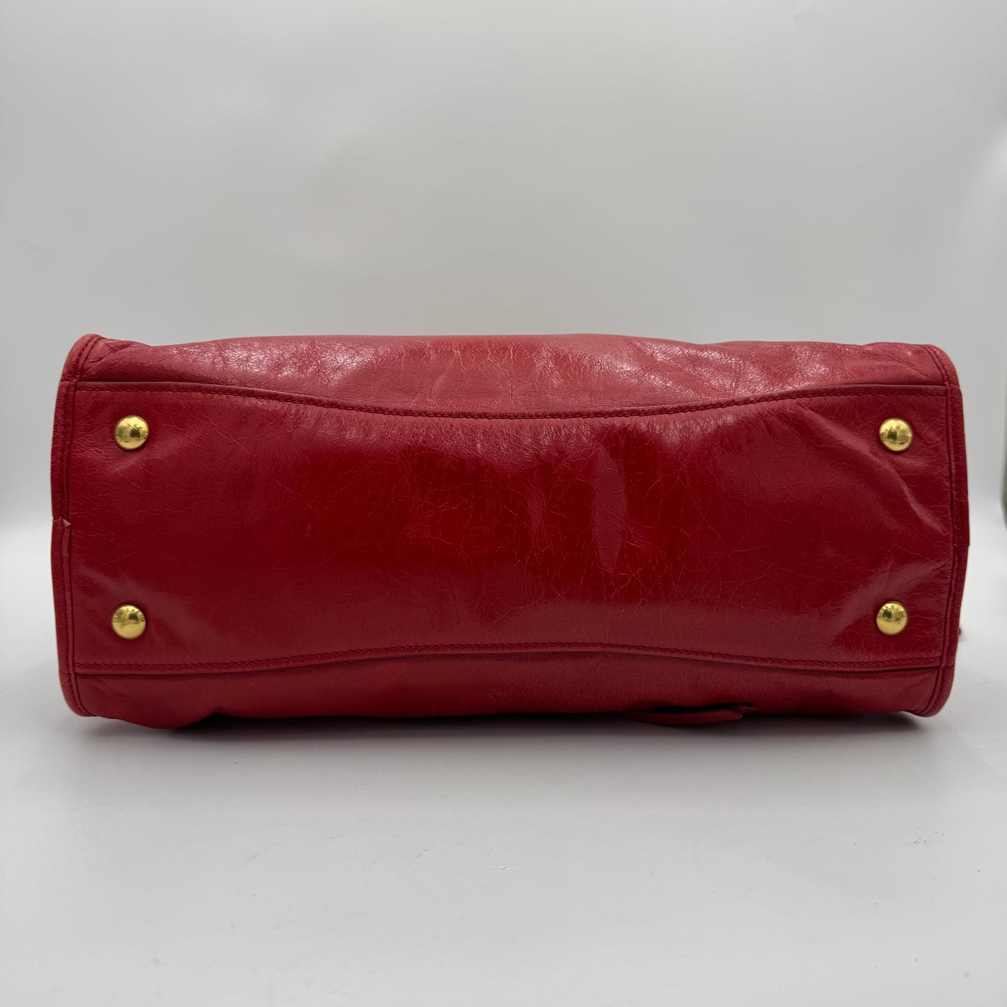 Miu Miu Red Vitello Shine Zip Handbag with Long Strap GHW