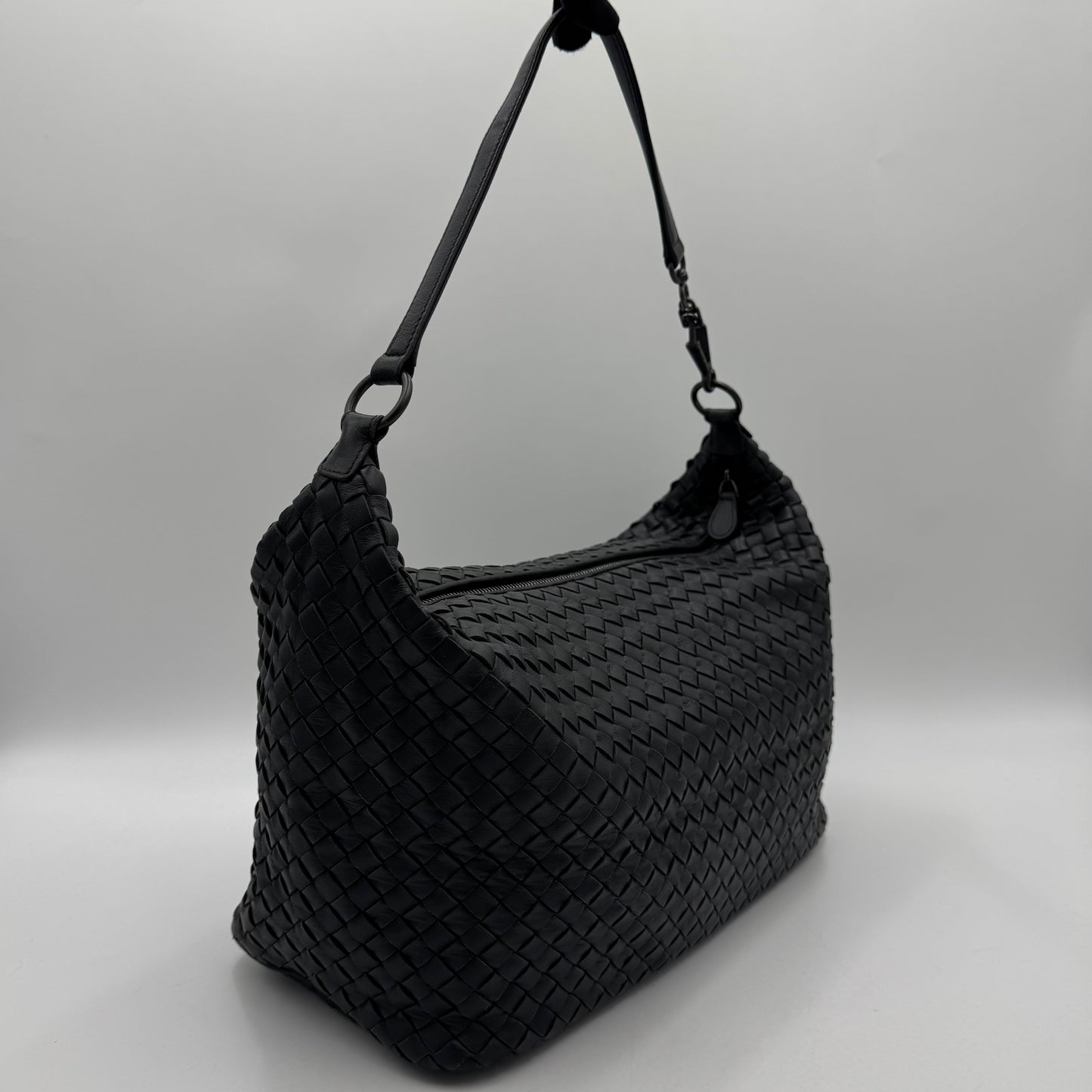 Bottega Veneta Black Intrecciato Large Hobo Shoulder