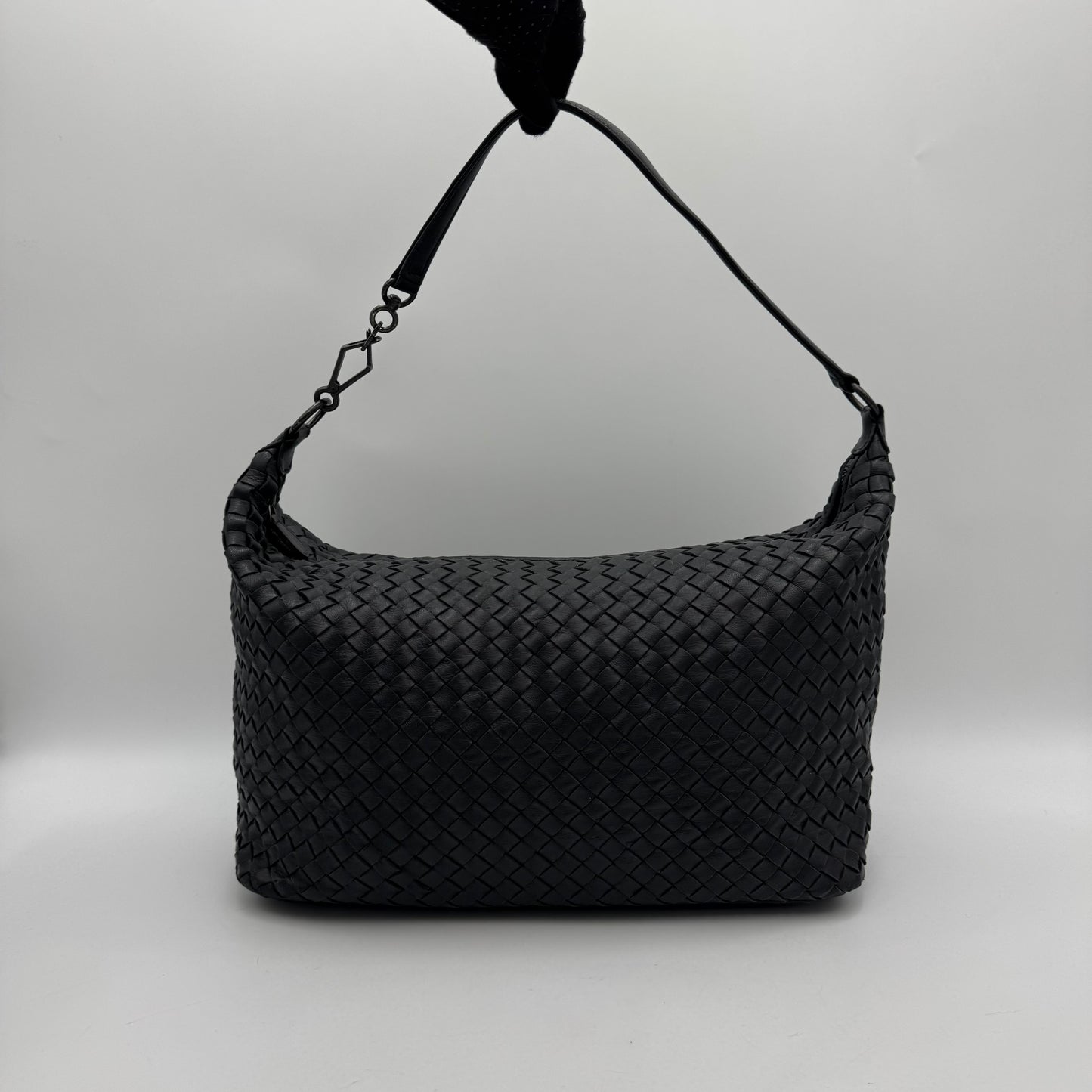 Bottega Veneta Black Intrecciato Large Hobo Shoulder