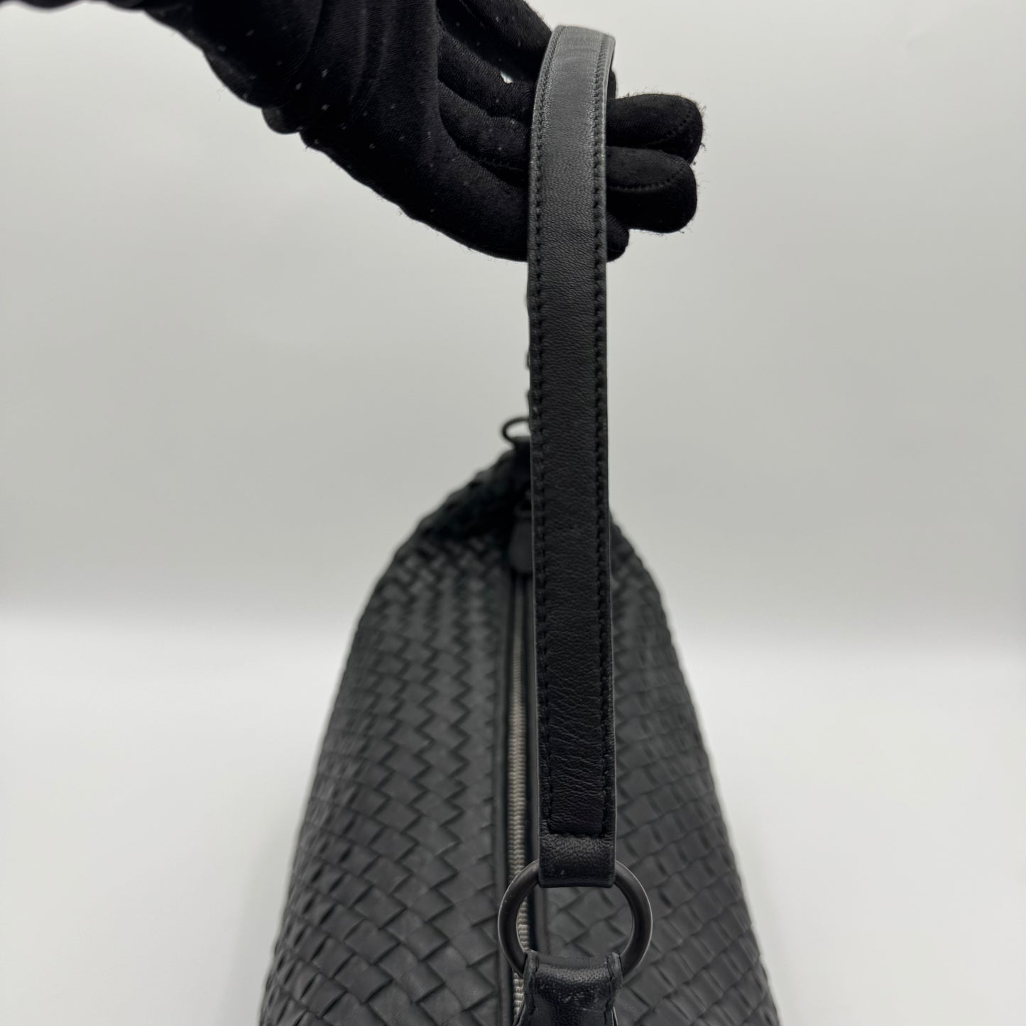 Bottega Veneta Black Intrecciato Large Hobo Shoulder