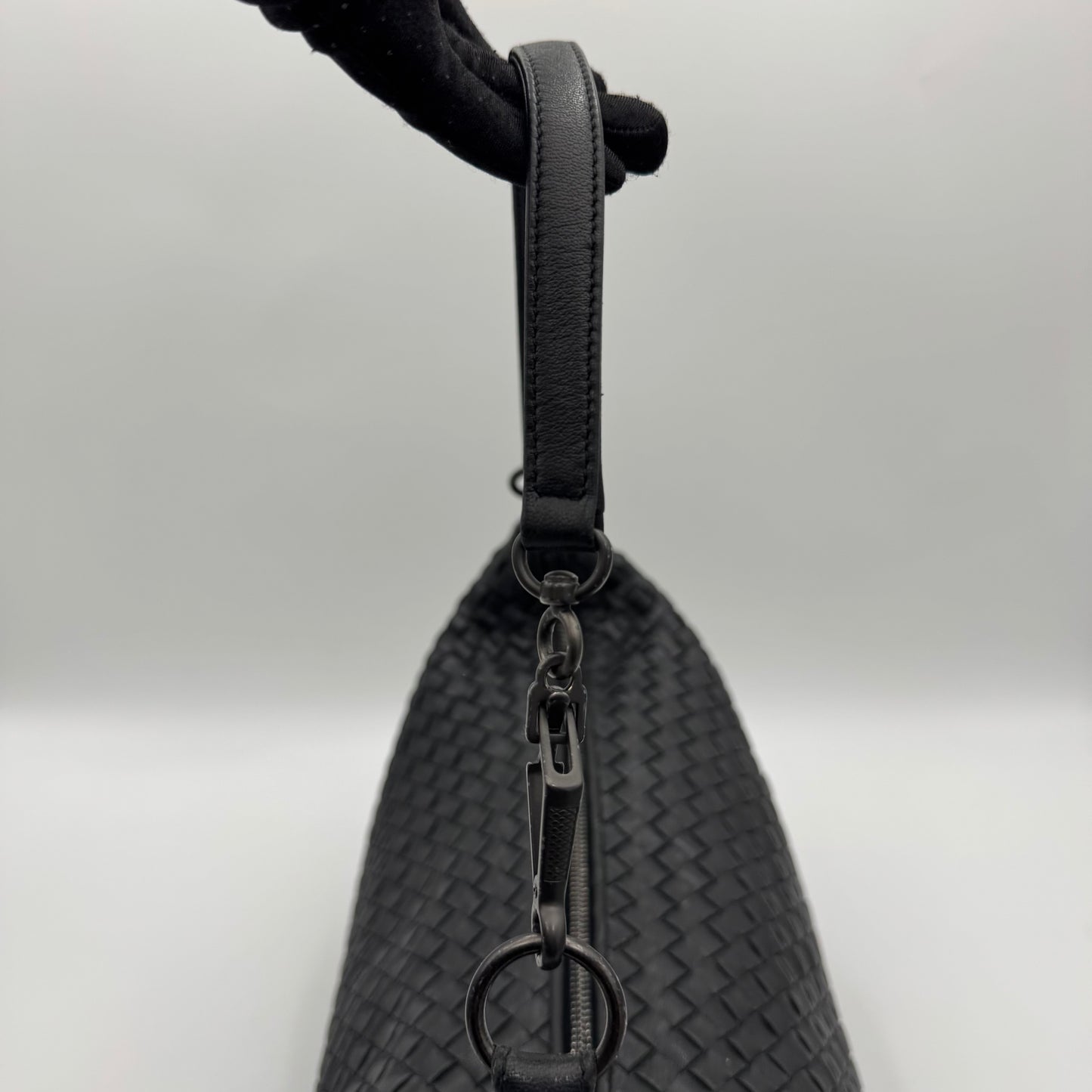 Bottega Veneta Black Intrecciato Large Hobo Shoulder