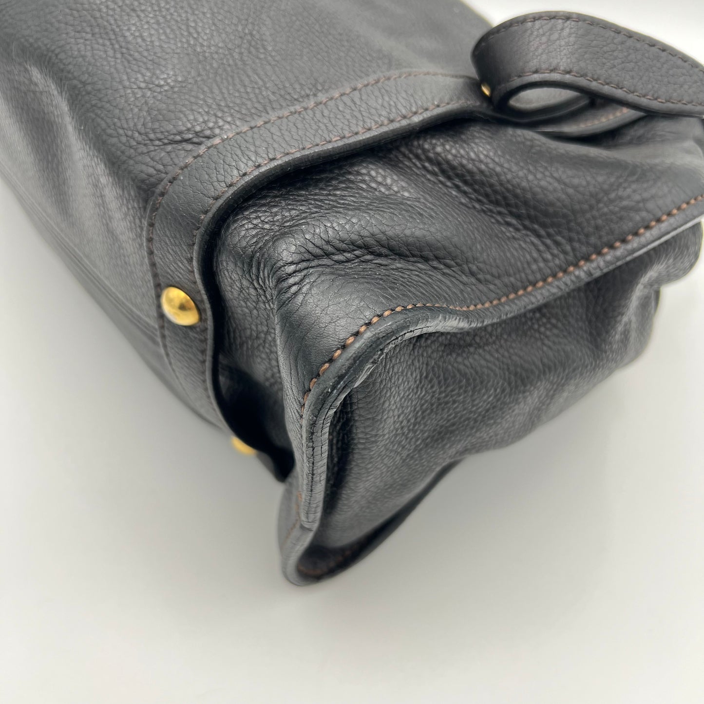 Miu Miu Black Leather Peggy Bow Large Shoulder Bag