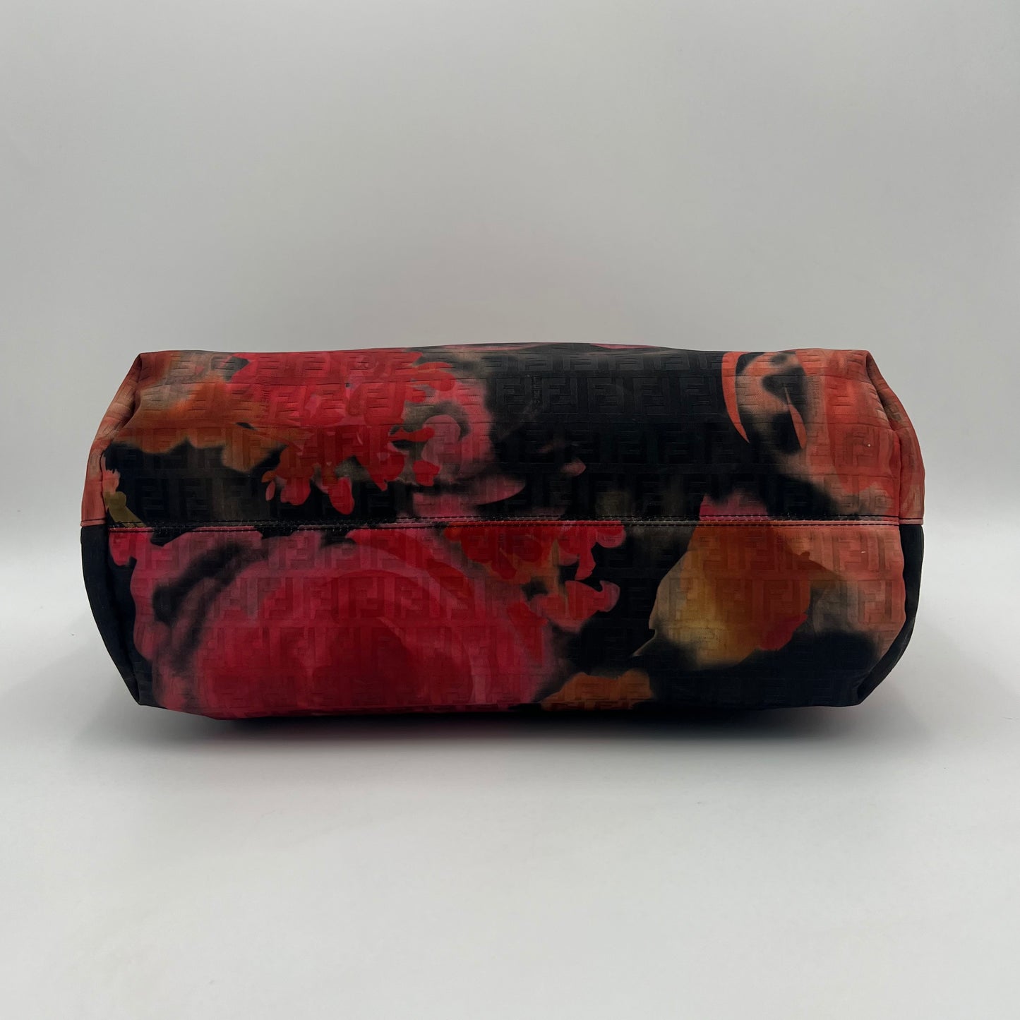 Fendi Black and Floral Printed Zucchino Zip Tote