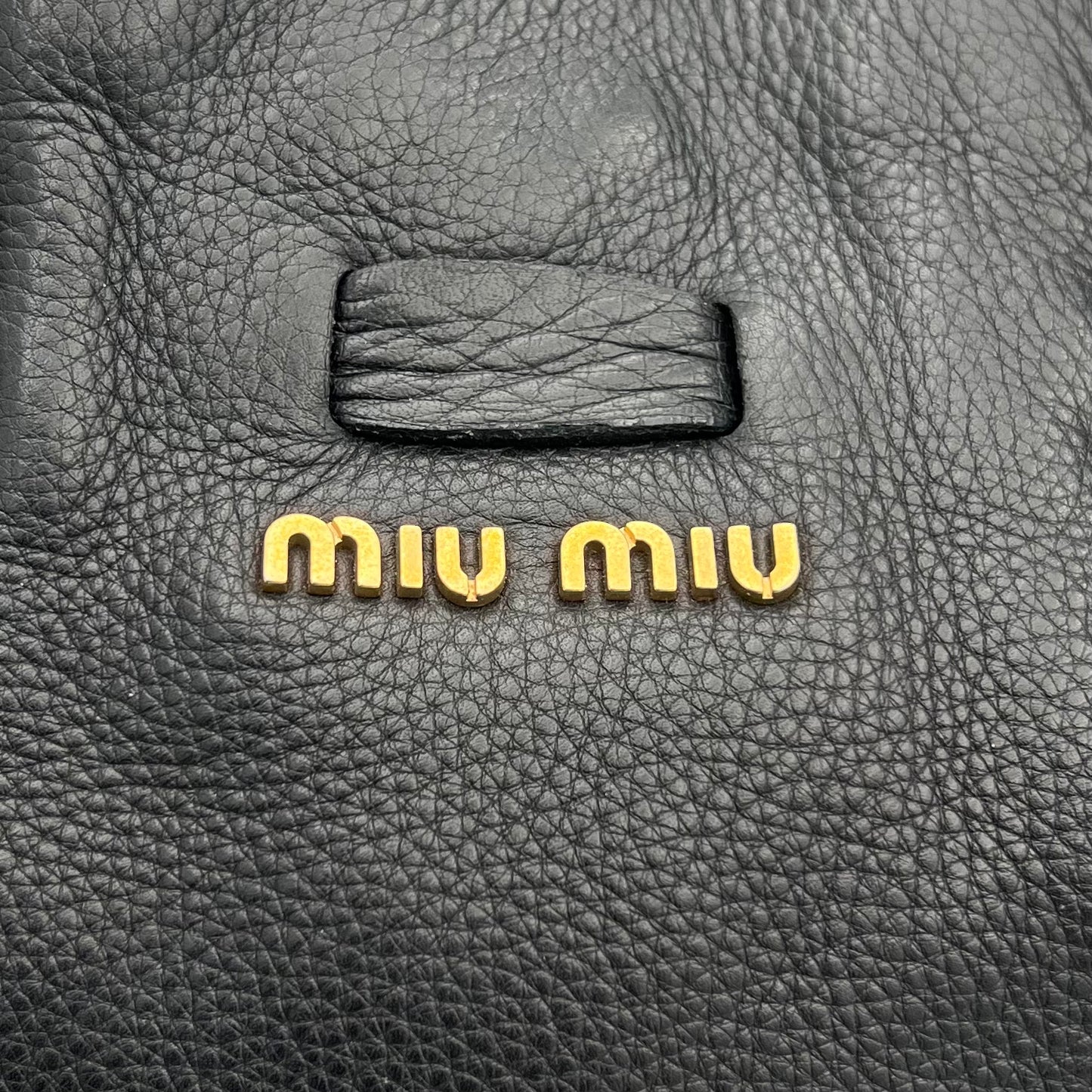 Miu Miu Black Leather Peggy Bow Large Shoulder Bag