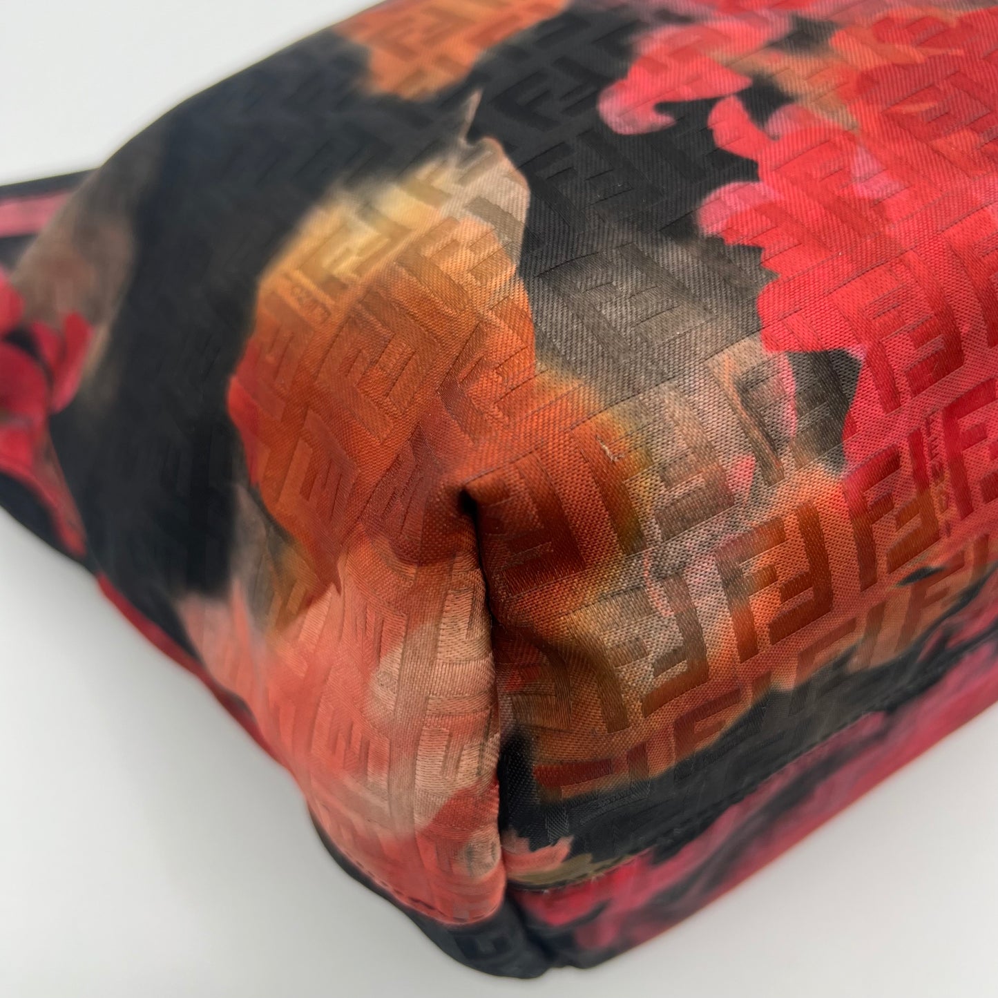 Fendi Black and Floral Printed Zucchino Zip Tote