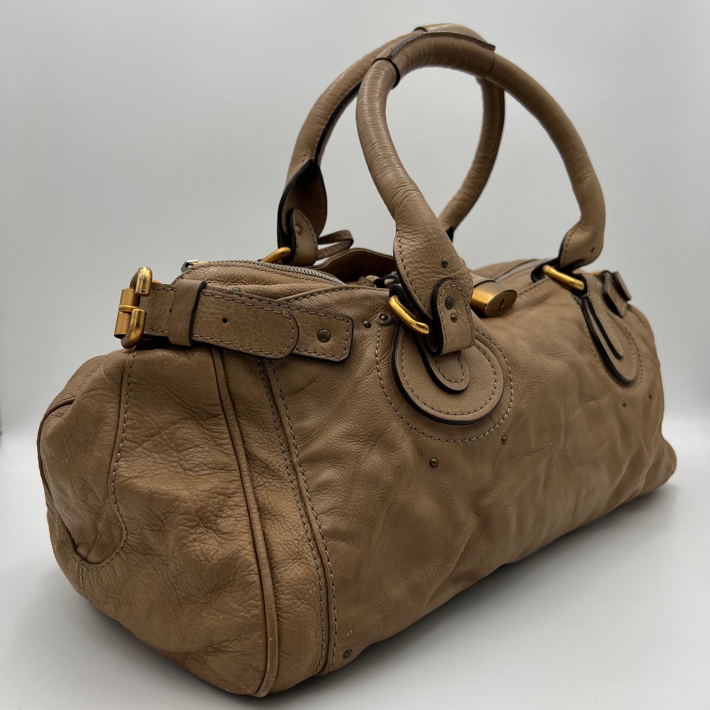 Chloe Beige Leather Paddington Large Handbag 19"