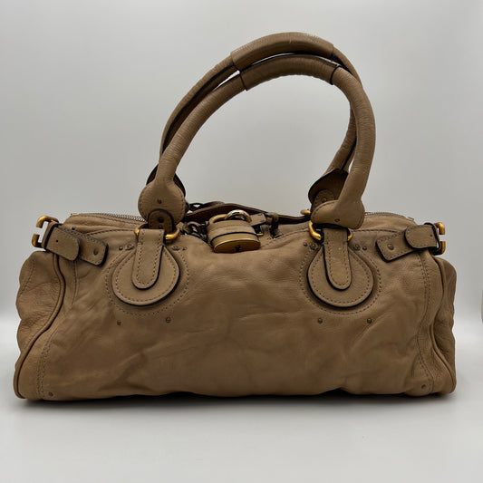Chloe Beige Leather Paddington Large Handbag 19"