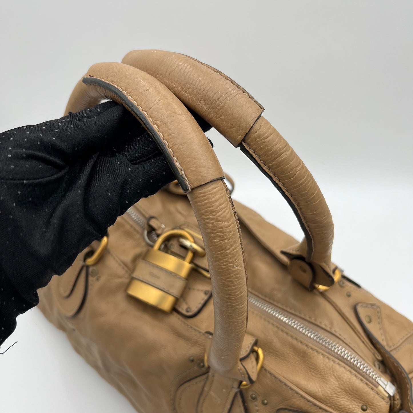 Chloe Beige Leather Paddington Large Handbag 19"