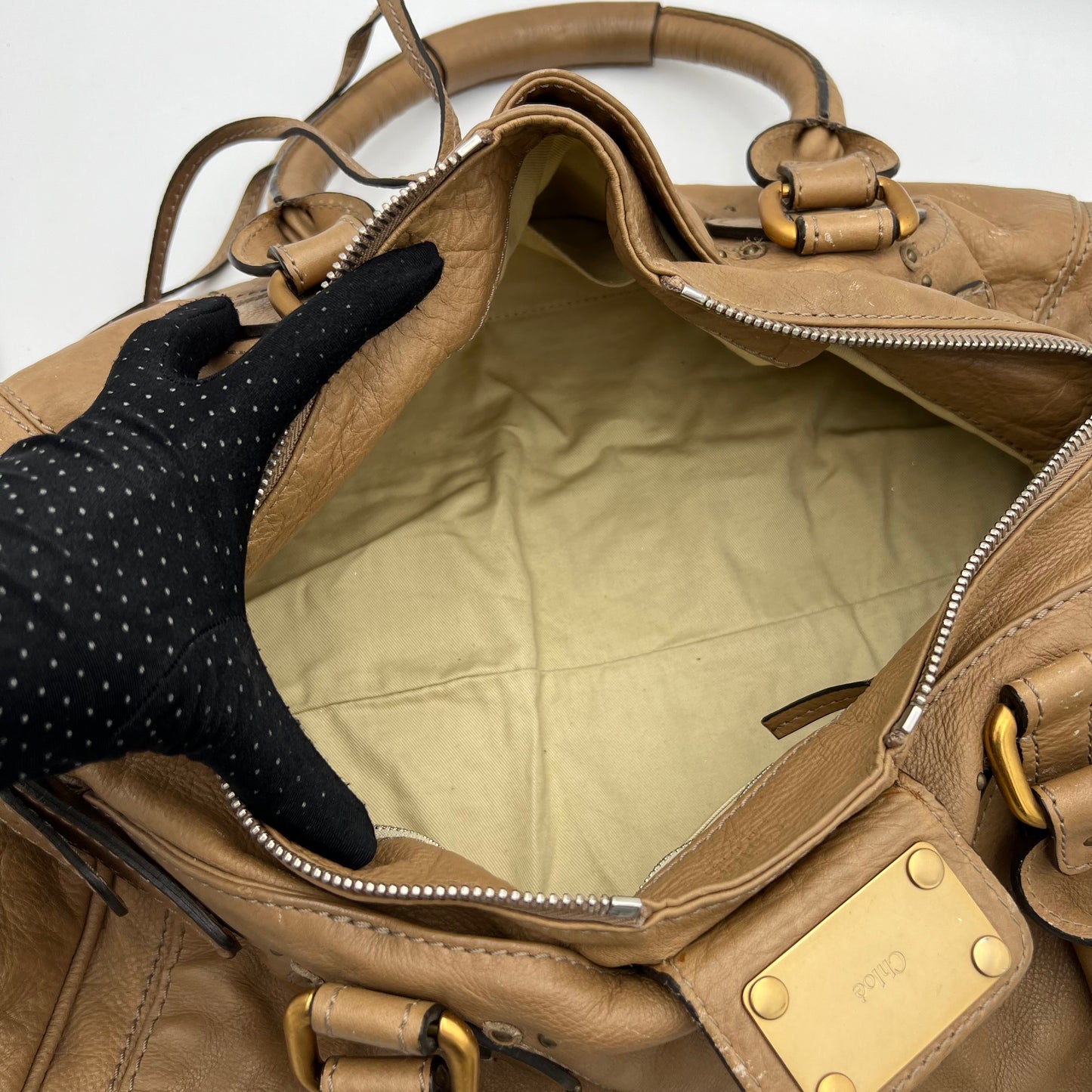 Chloe Beige Leather Paddington Large Handbag 19"