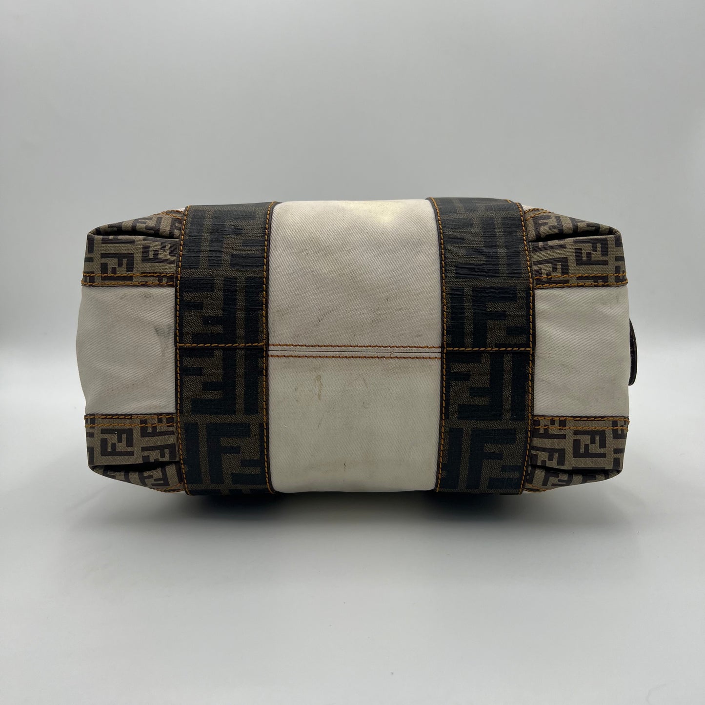 Fendi White Canvas Zucca Zucchino Spalmati Boston 30