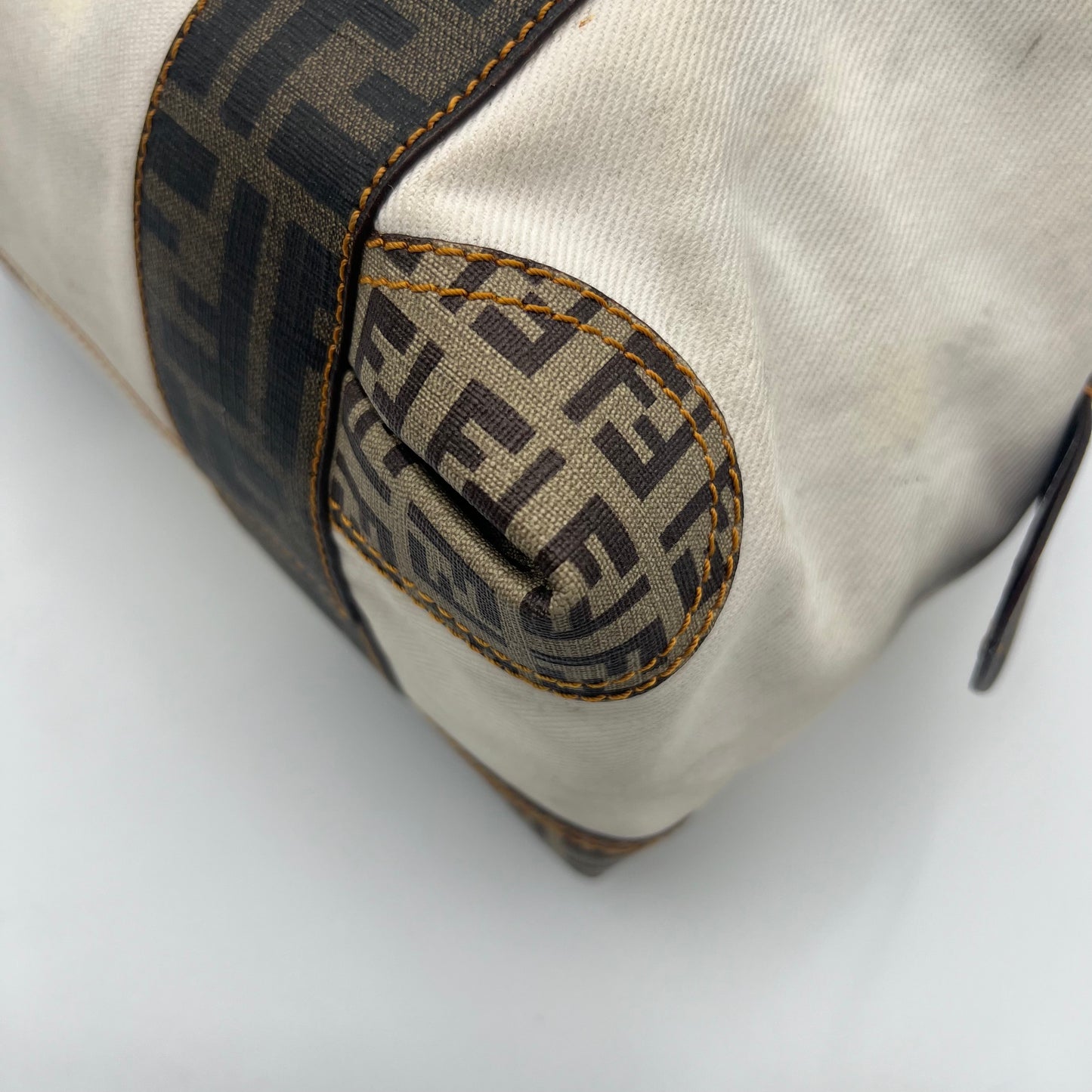Fendi White Canvas Zucca Zucchino Spalmati Boston 30