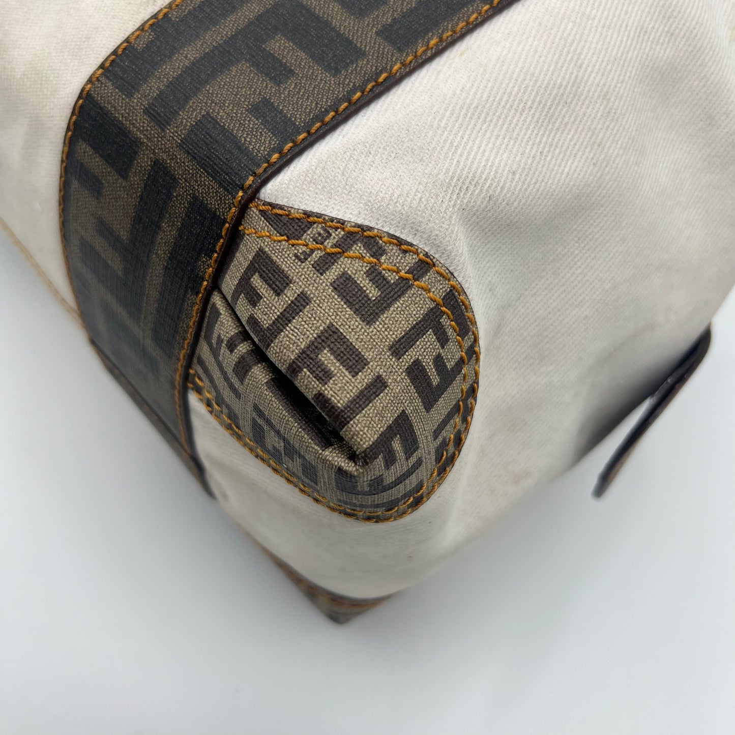 Fendi White Canvas Zucca Zucchino Spalmati Boston 30