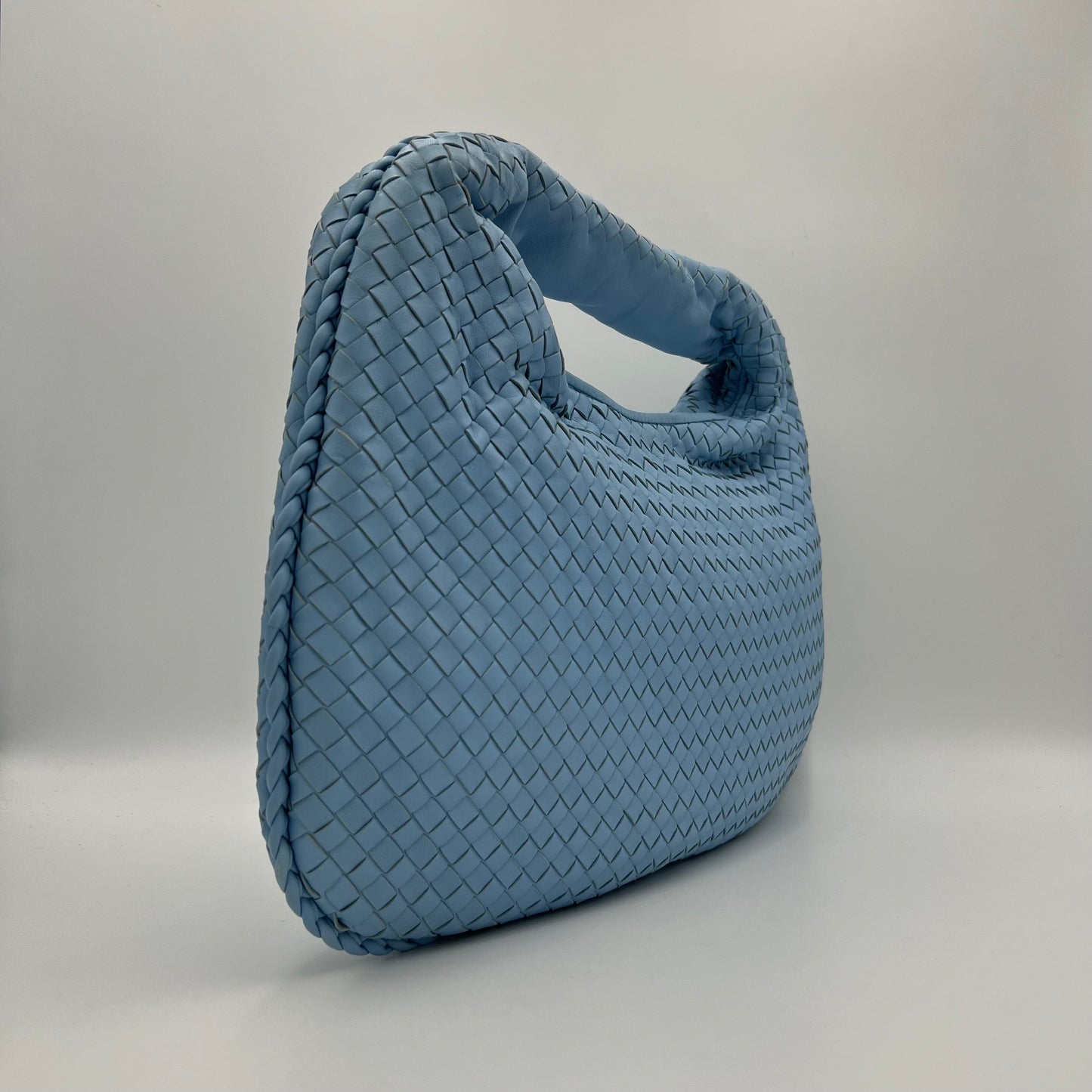 Bottega Veneta Light Blue Intrecciato Large Hobo Bag