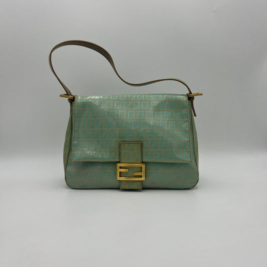 Fendi Light Green Zucchino Coated Canvas Mamma Baguette GHW