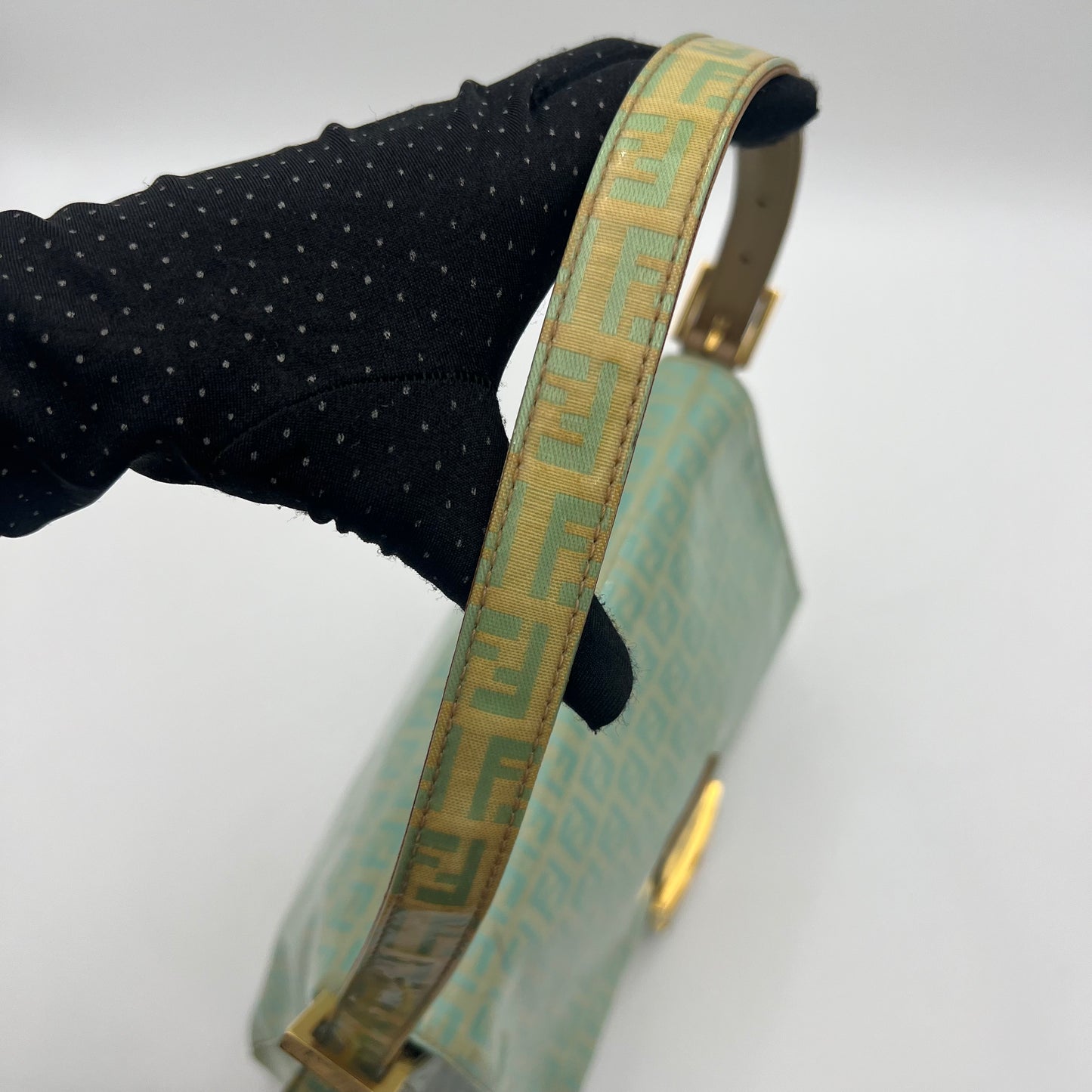Fendi Light Green Zucchino Coated Canvas Mamma Baguette GHW