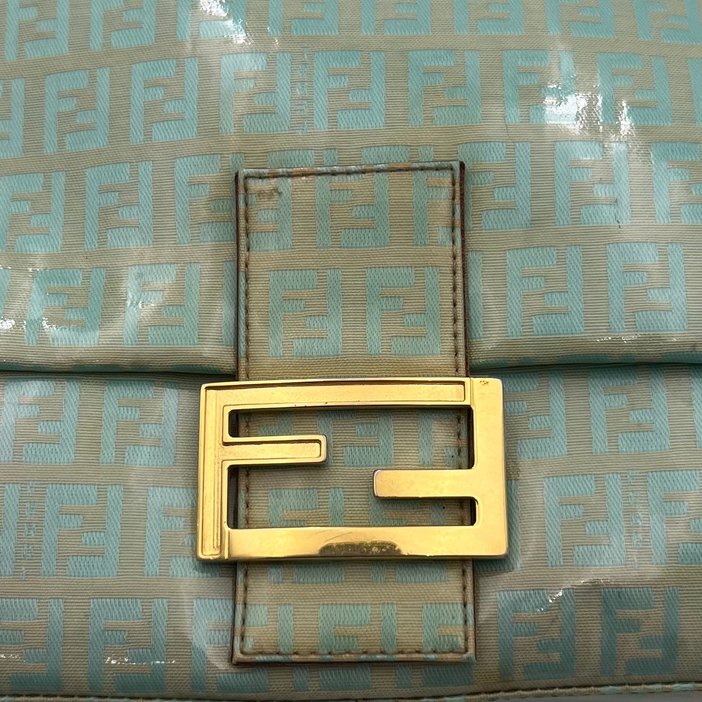 Fendi Light Green Zucchino Coated Canvas Mamma Baguette GHW