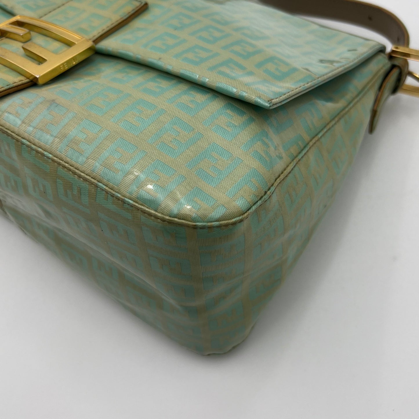Fendi Light Green Zucchino Coated Canvas Mamma Baguette GHW