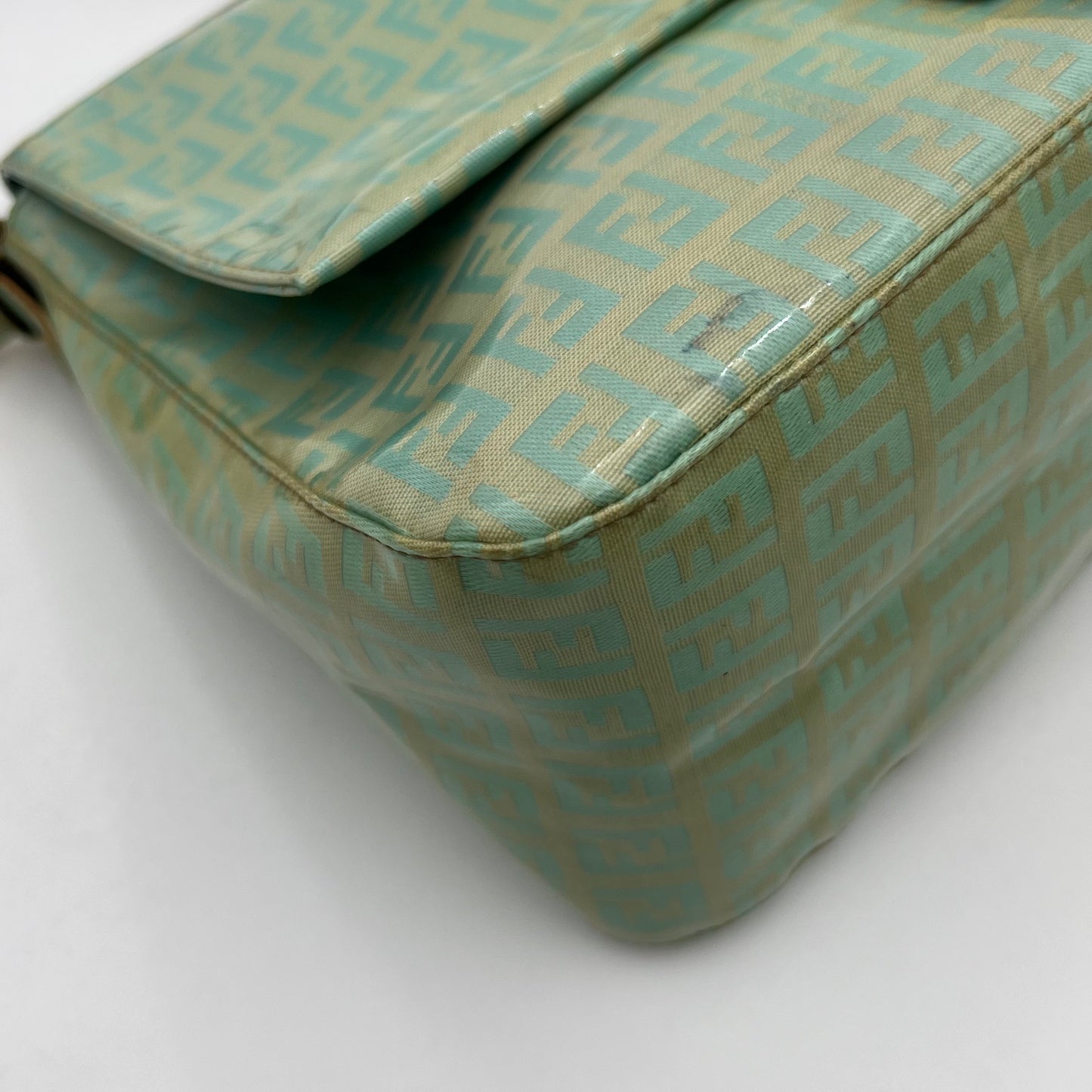 Fendi Light Green Zucchino Coated Canvas Mamma Baguette GHW