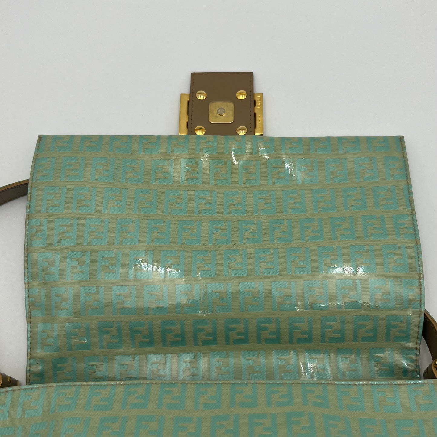 Fendi Light Green Zucchino Coated Canvas Mamma Baguette GHW