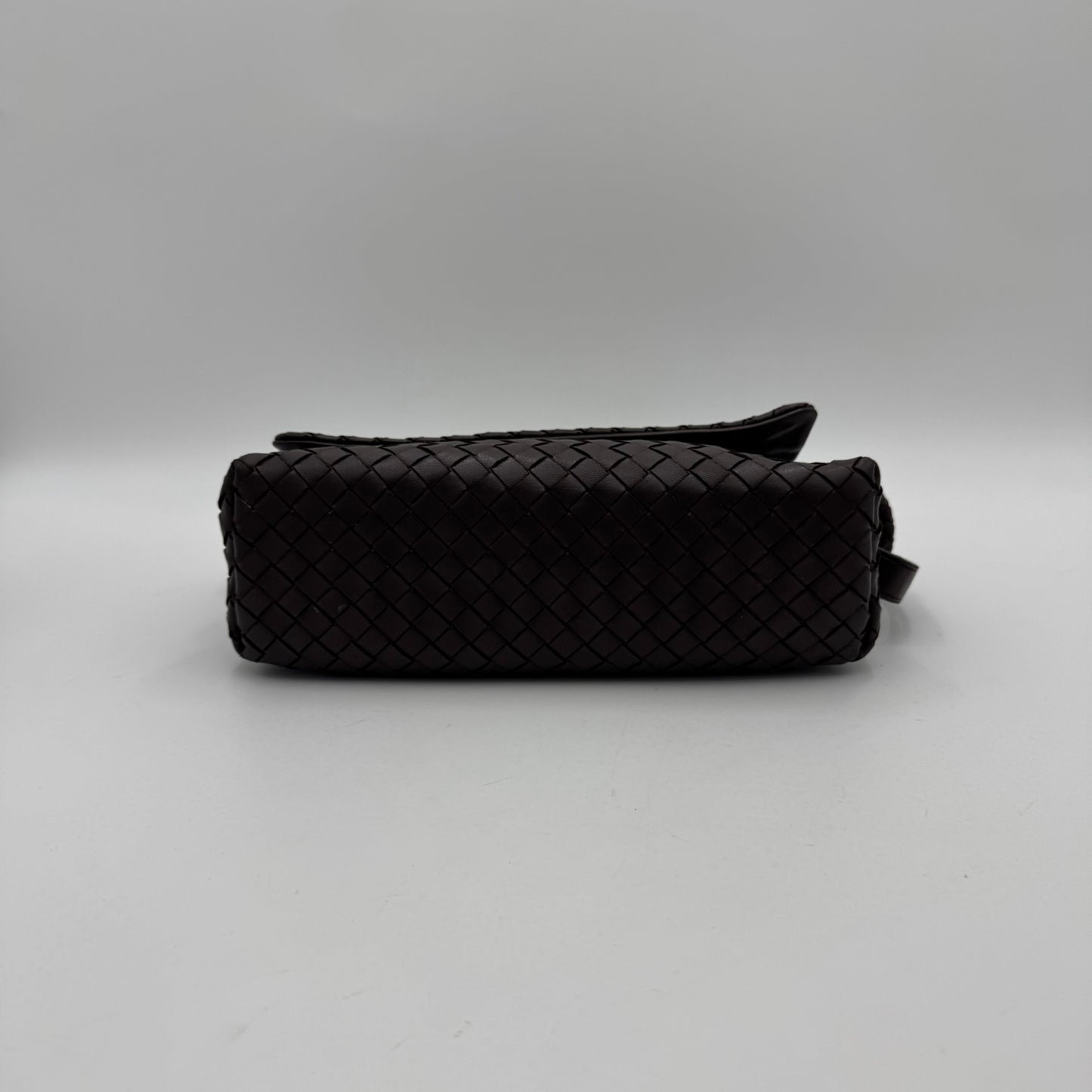 Bottega Veneta Dark Brown Intrecciato Flap Shoulder Bag
