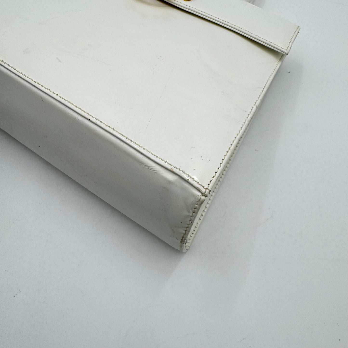 Salvatore Ferragamo White Leather Gancini Top Handle Bag GHW