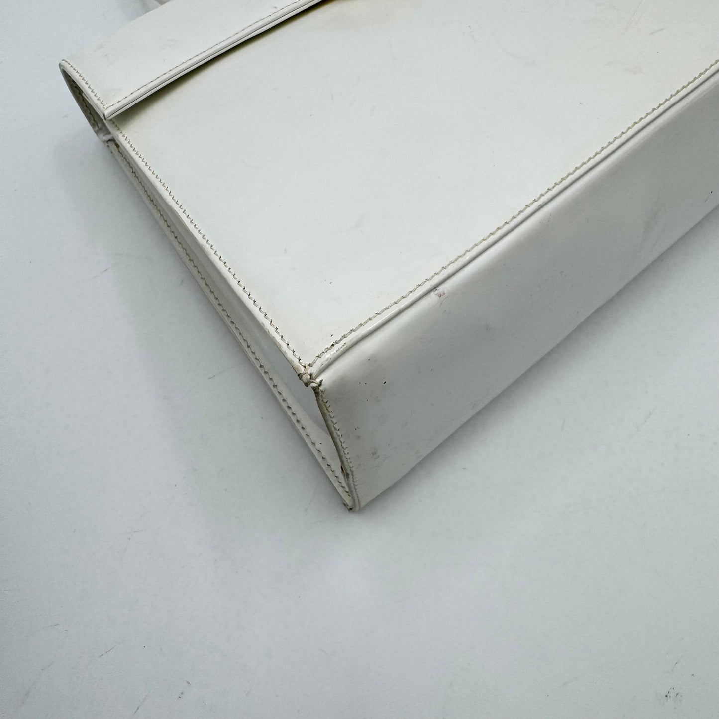 Salvatore Ferragamo White Leather Gancini Top Handle Bag GHW