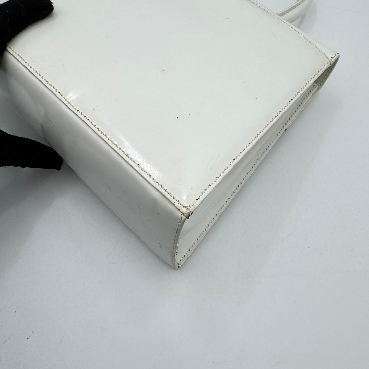 Salvatore Ferragamo White Leather Gancini Top Handle Bag GHW