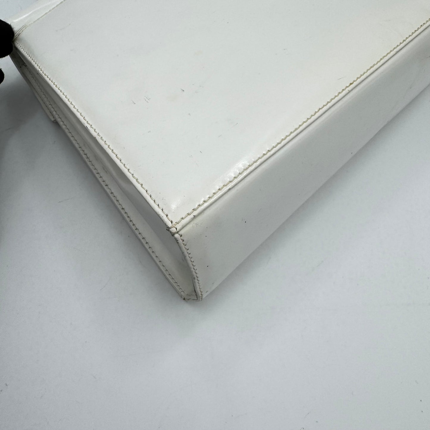 Salvatore Ferragamo White Leather Gancini Top Handle Bag GHW