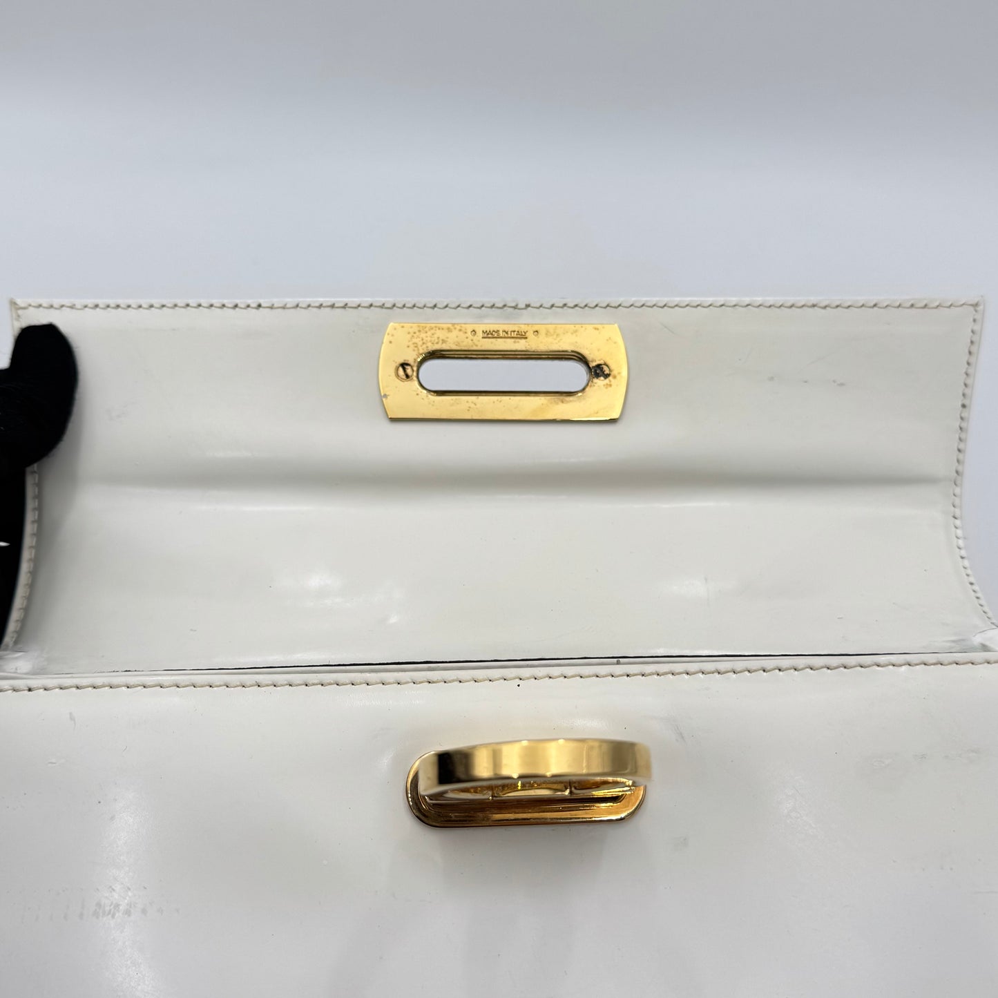 Salvatore Ferragamo White Leather Gancini Top Handle Bag GHW