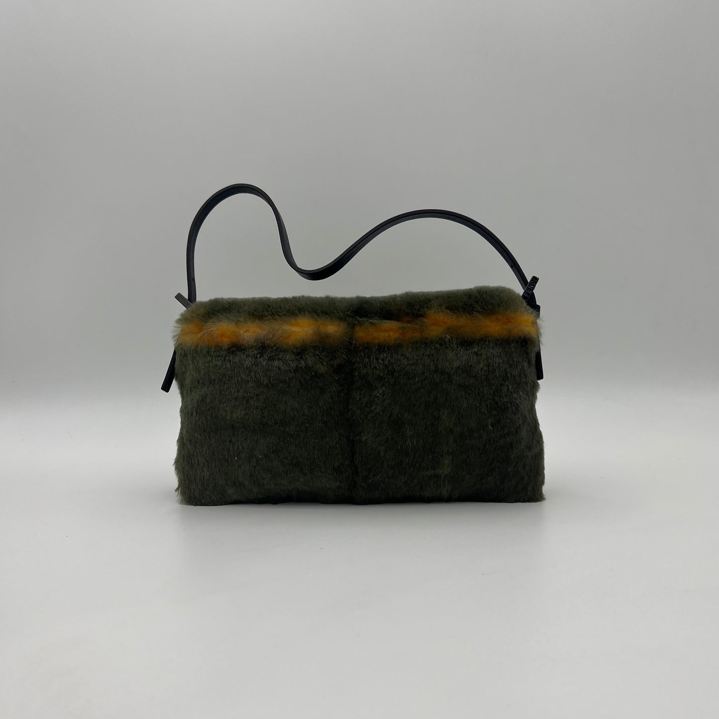 Fendi Olive and Yellow Fur Baguette