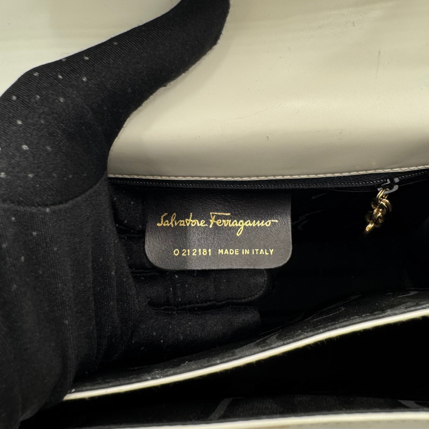 Salvatore Ferragamo White Leather Gancini Top Handle Bag GHW