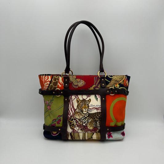 Salvatore Ferragamo Multicolor Animal Print Tote