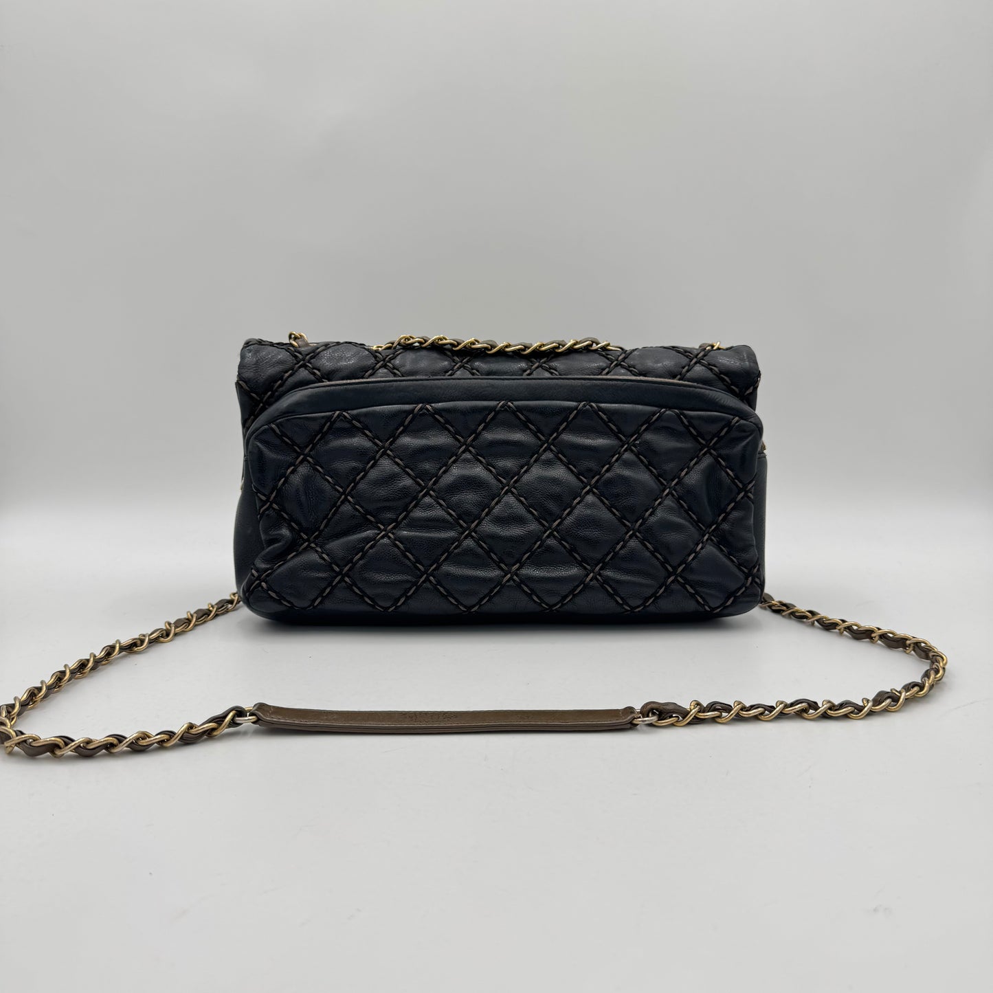 Chanel Black Leather Paris-Dallas Chic Stitch Flap Bag (Series 19)