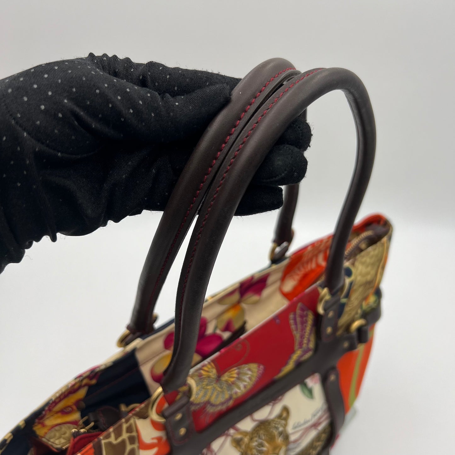 Salvatore Ferragamo Multicolor Animal Print Tote