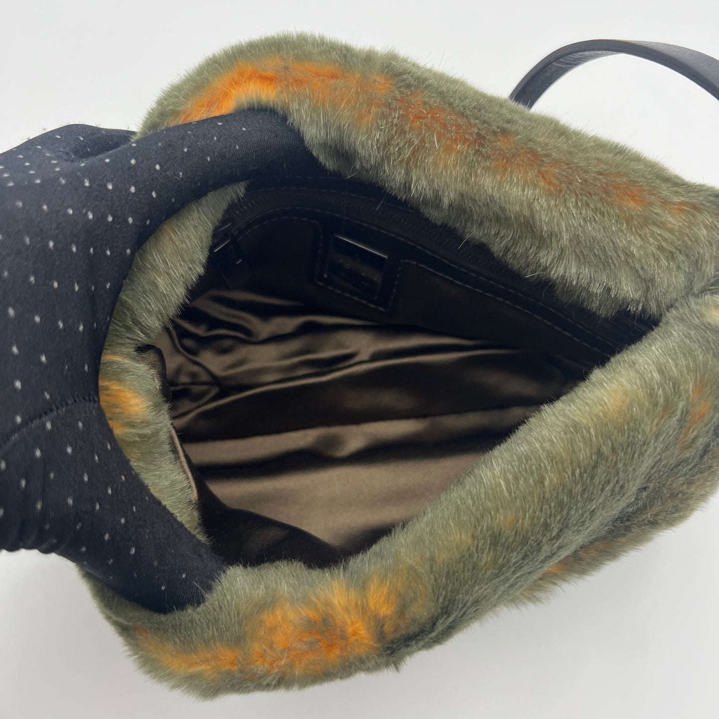 Fendi Olive and Yellow Fur Baguette