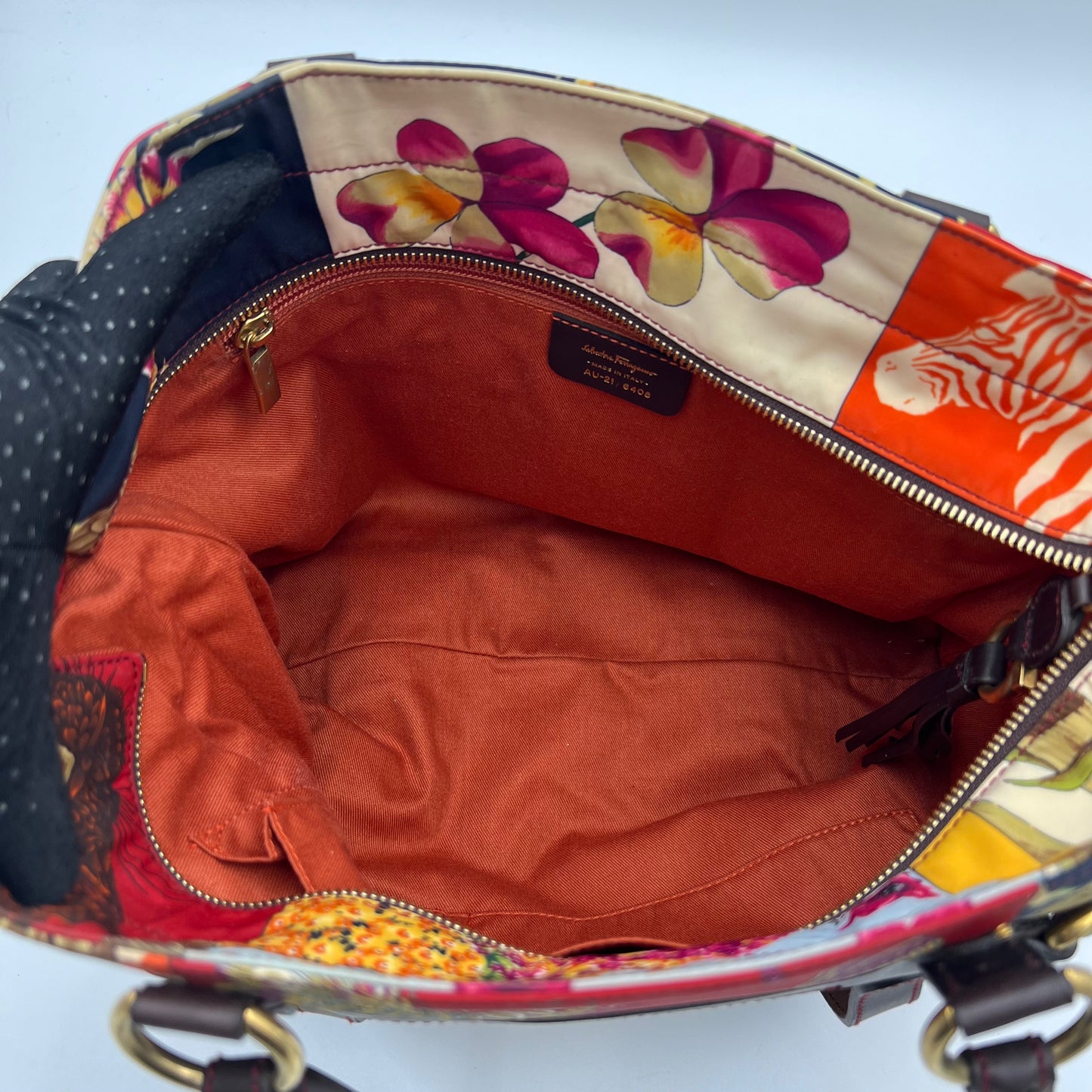 Salvatore Ferragamo Multicolor Animal Print Tote