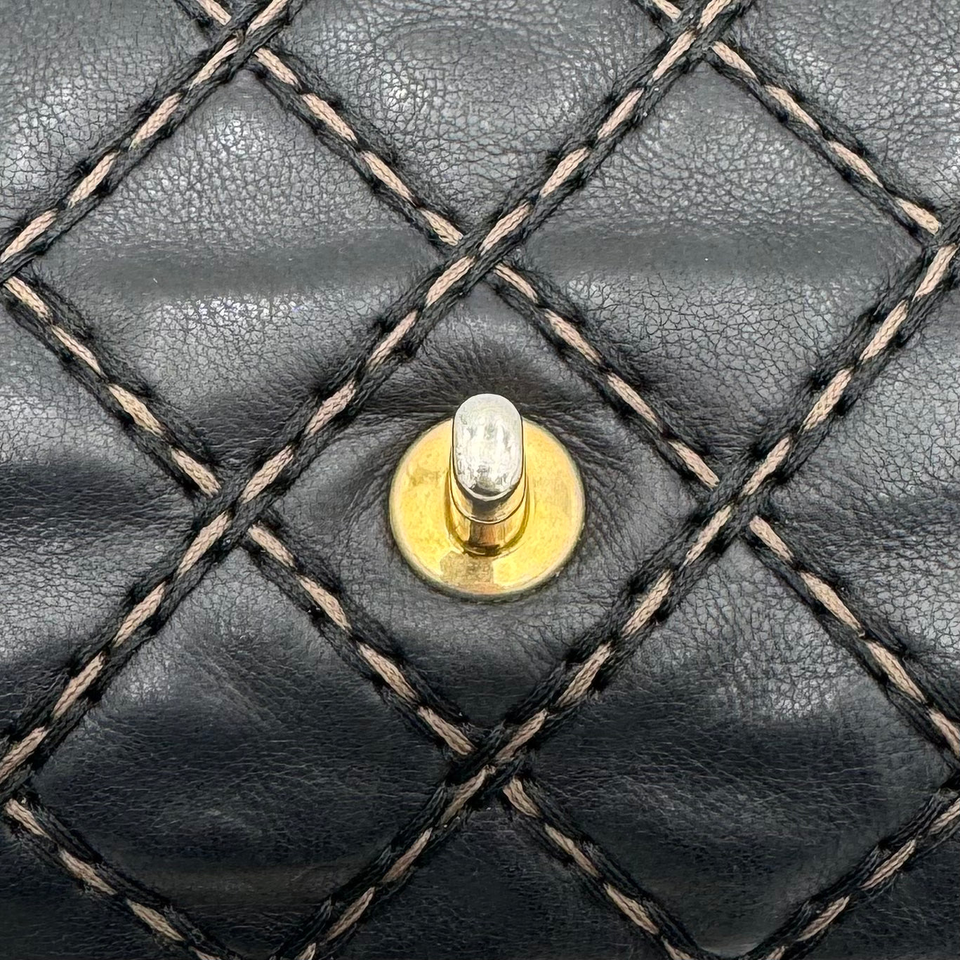 Chanel Black Leather Paris-Dallas Chic Stitch Flap Bag (Series 19)