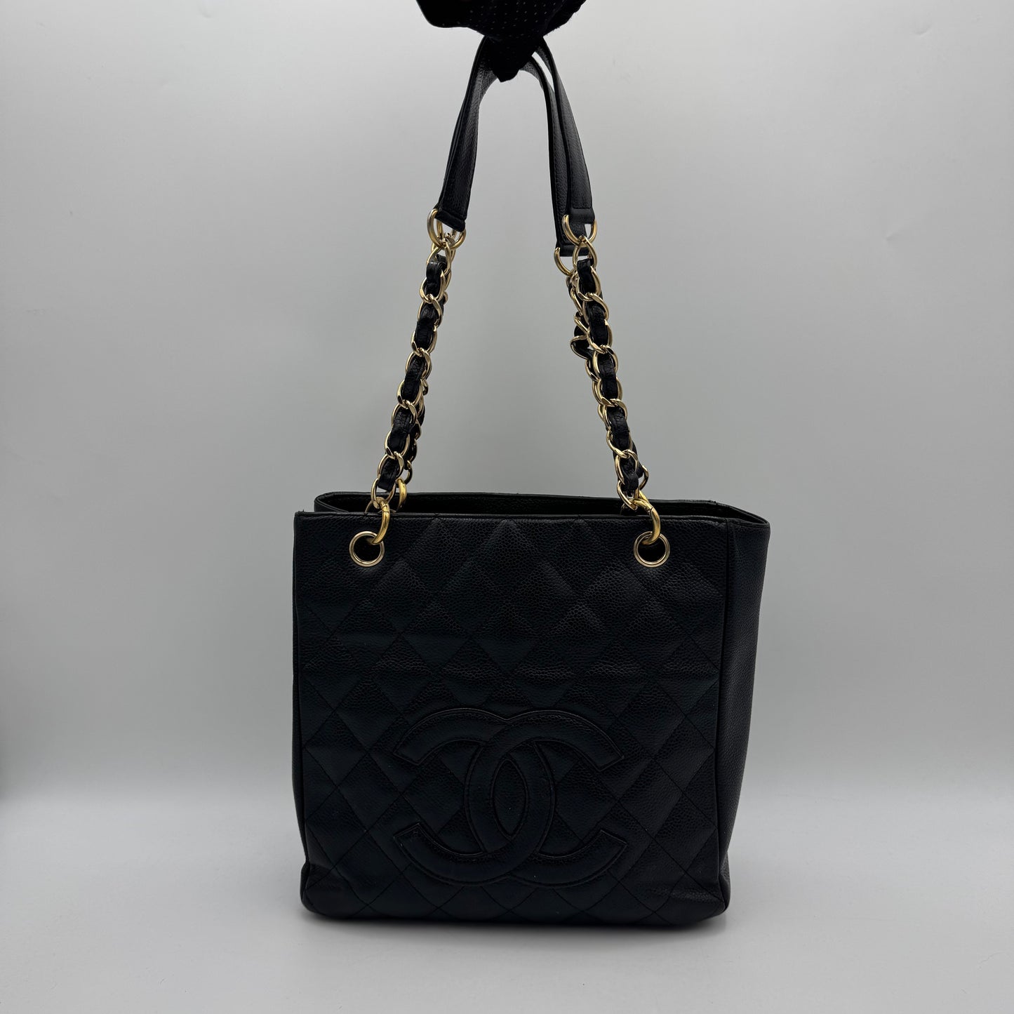 Chanel Black Caviar Petite Shopping Tote Bag PST GHW (Series 9)