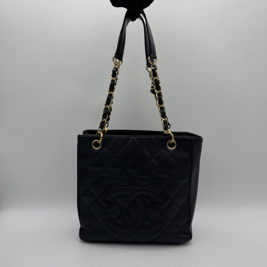 Chanel Black Caviar Petite Shopping Tote Bag PST GHW (Series 9)