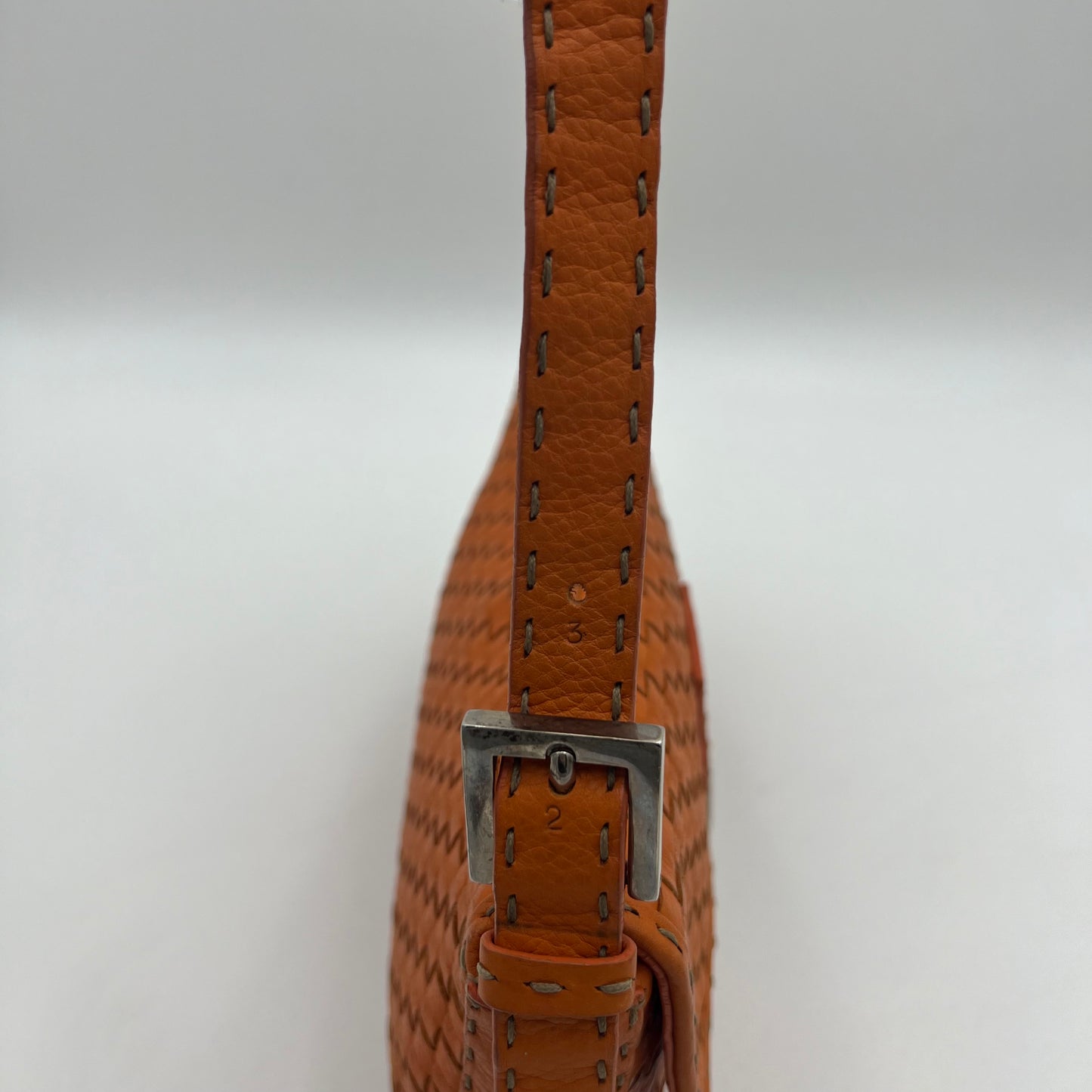 Fendi Orange Woven Leather Baguette