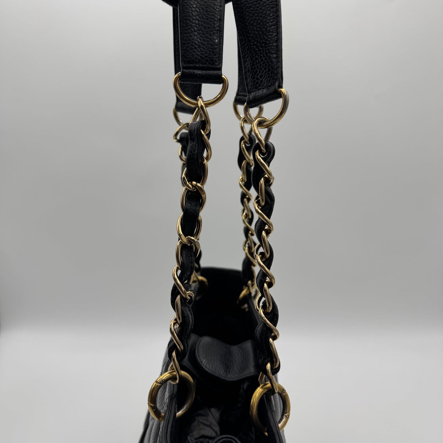 Chanel Black Caviar Petite Shopping Tote Bag PST GHW (Series 9)