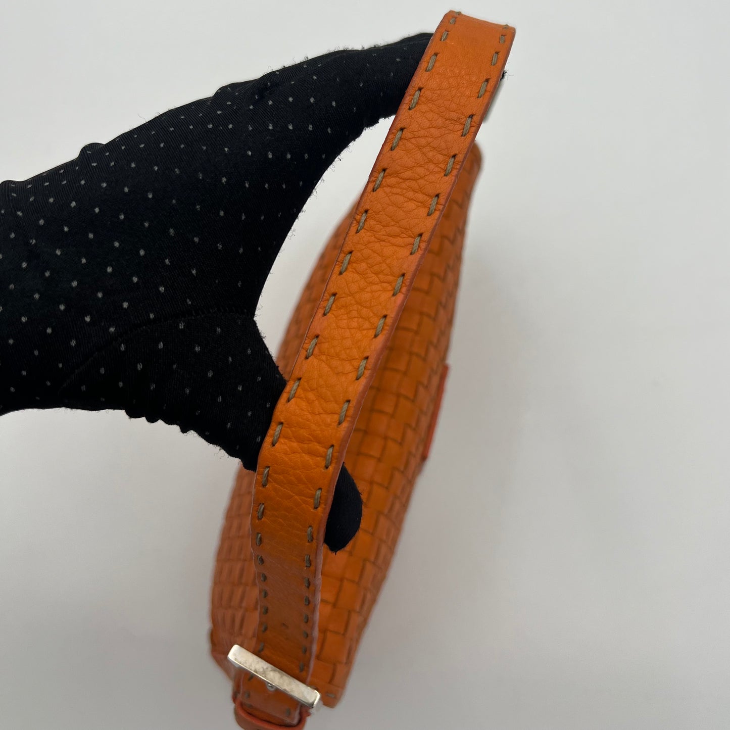 Fendi Orange Woven Leather Baguette