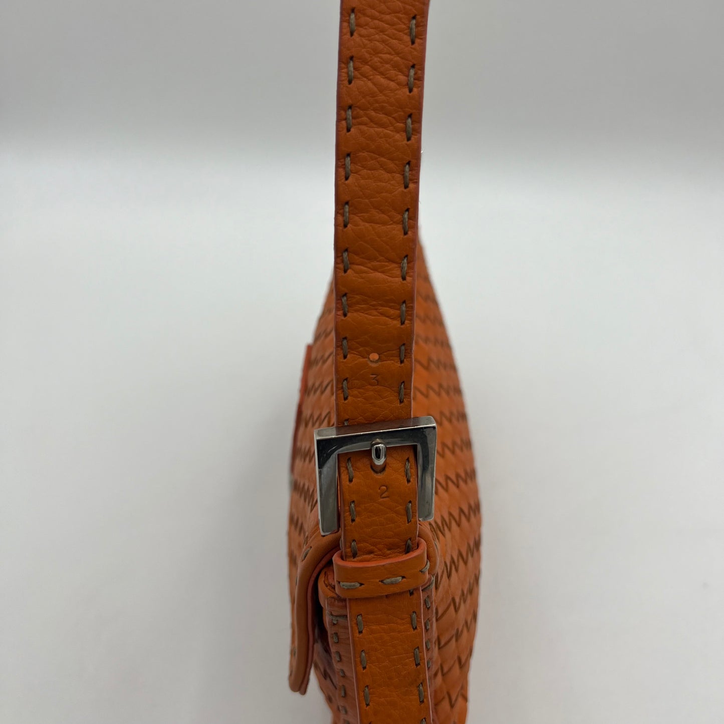 Fendi Orange Woven Leather Baguette