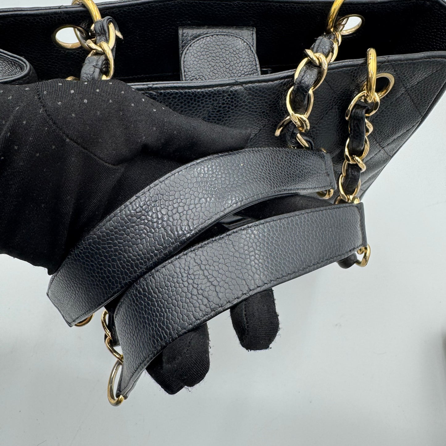 Chanel Black Caviar Petite Shopping Tote Bag PST GHW (Series 9)